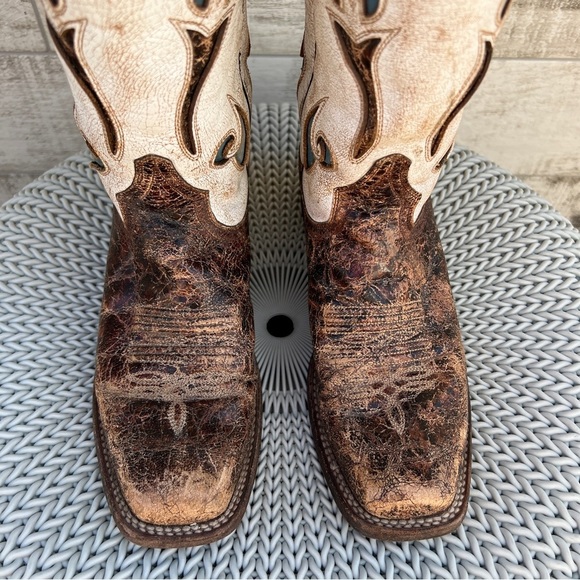 Stetson Distressed Leather Western Cowboy Boots - Picture 4 of 16